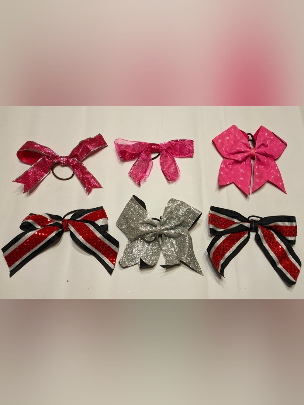 Cheer Multicolored Performance Hair Bows. Set of 6.